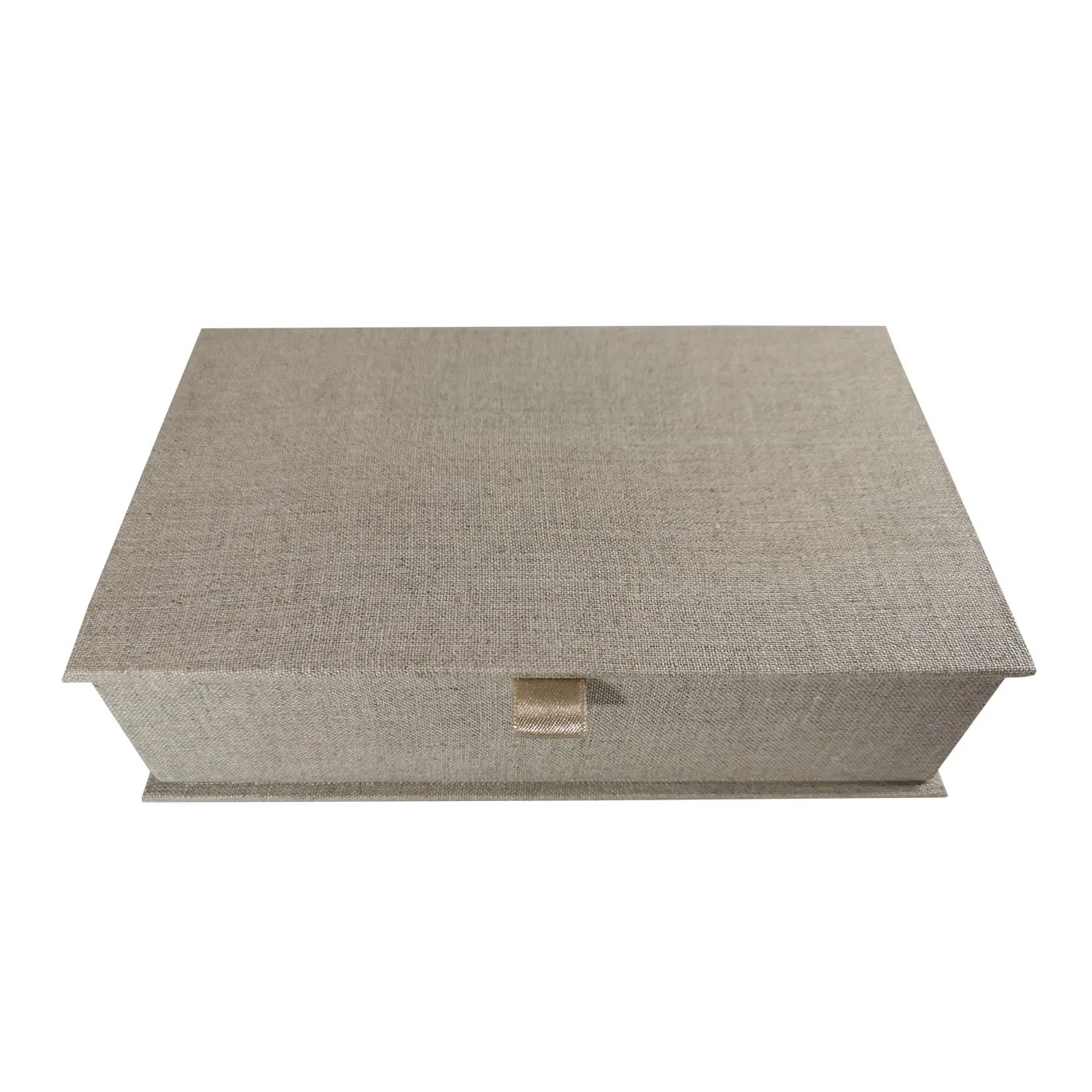 Customized high-end large cardboard folding magnetic hair beige linen box gift box