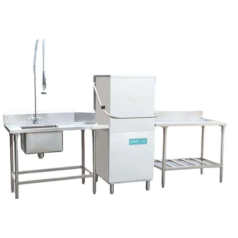5.7KW  Diversey  Automatic Stainless Steel hood type Dishwasher for KFC
