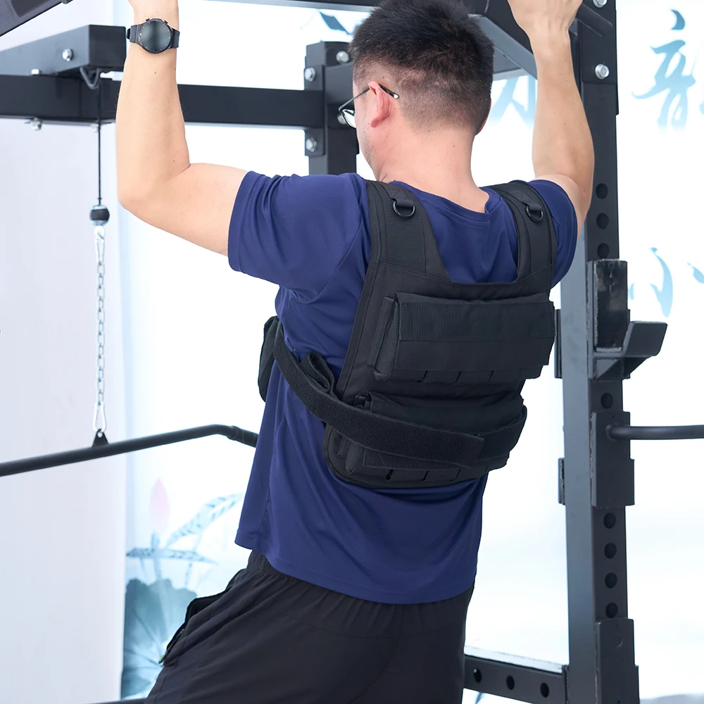 Custom Logo 10 KG Gym Power Weighted Vest Adjustable Iron Sand Leather/Oxford/Nylon Material for Fitness Training