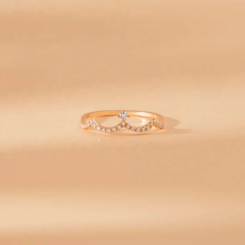 Milskye engagement jewelry 925 sterling silver 18k gold plated crown ring with cubic zirconia