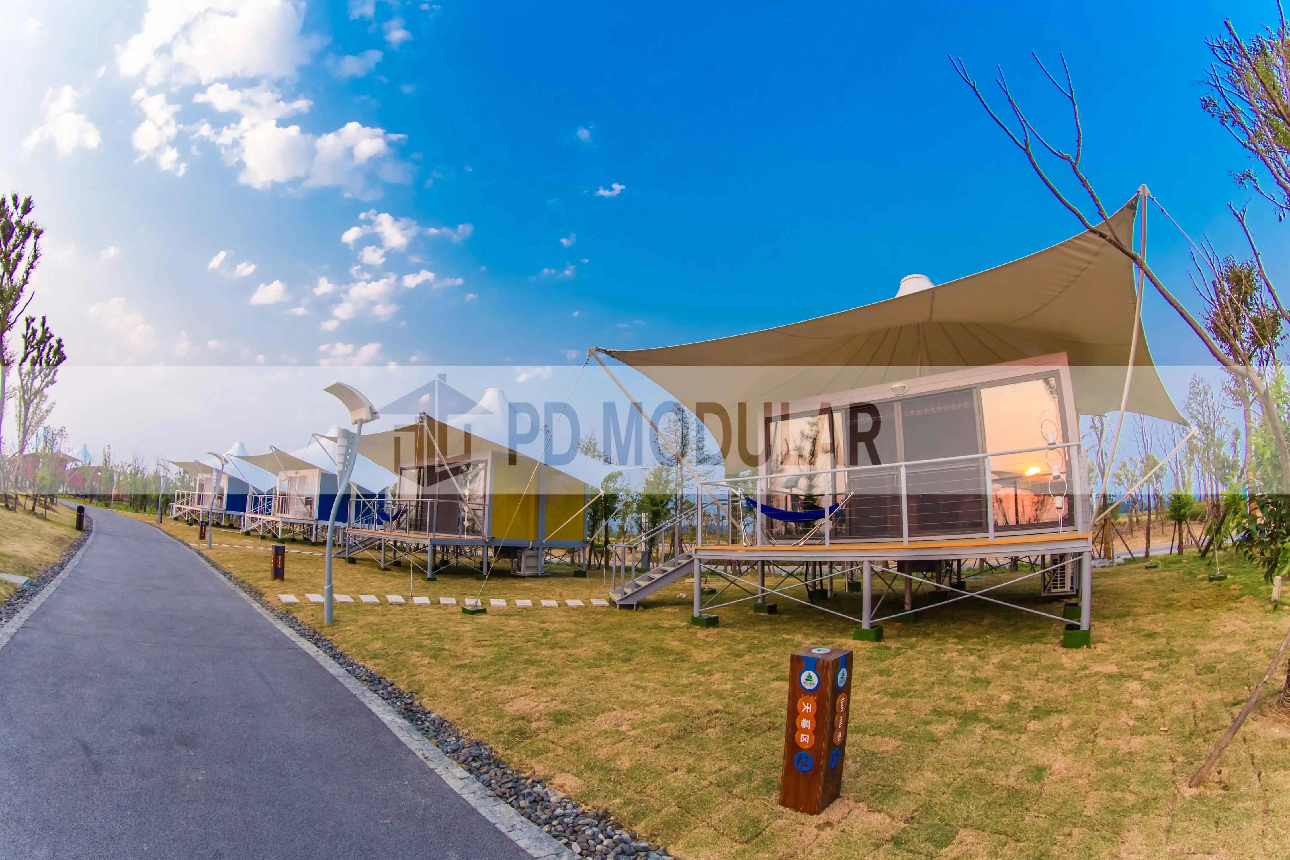 Prefab container house mobile steel structure container tent hotel for family home