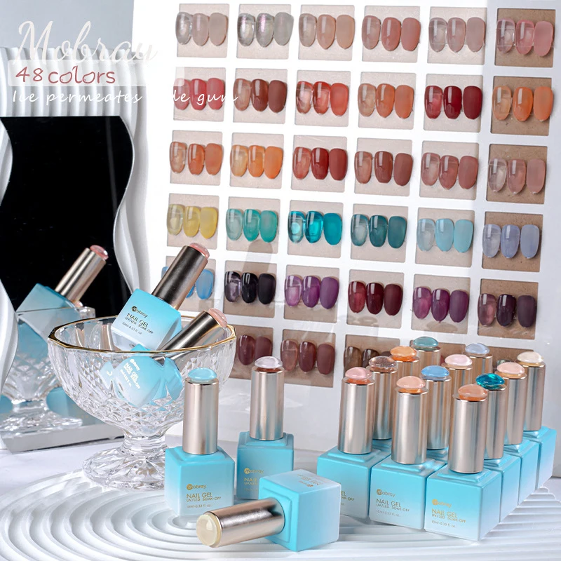 Mobray Wholesale Nail Poly Gel Polish Long Lasting Manicure 48 Colors 10ml Soak off Uv Gel Nail Polish
