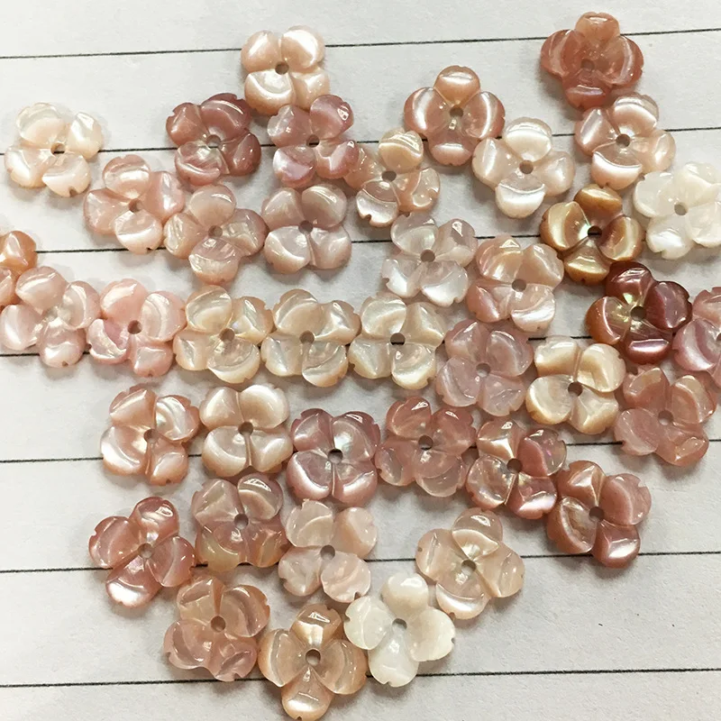 Natural pink flower shape carved mother of pearl shell gemstone