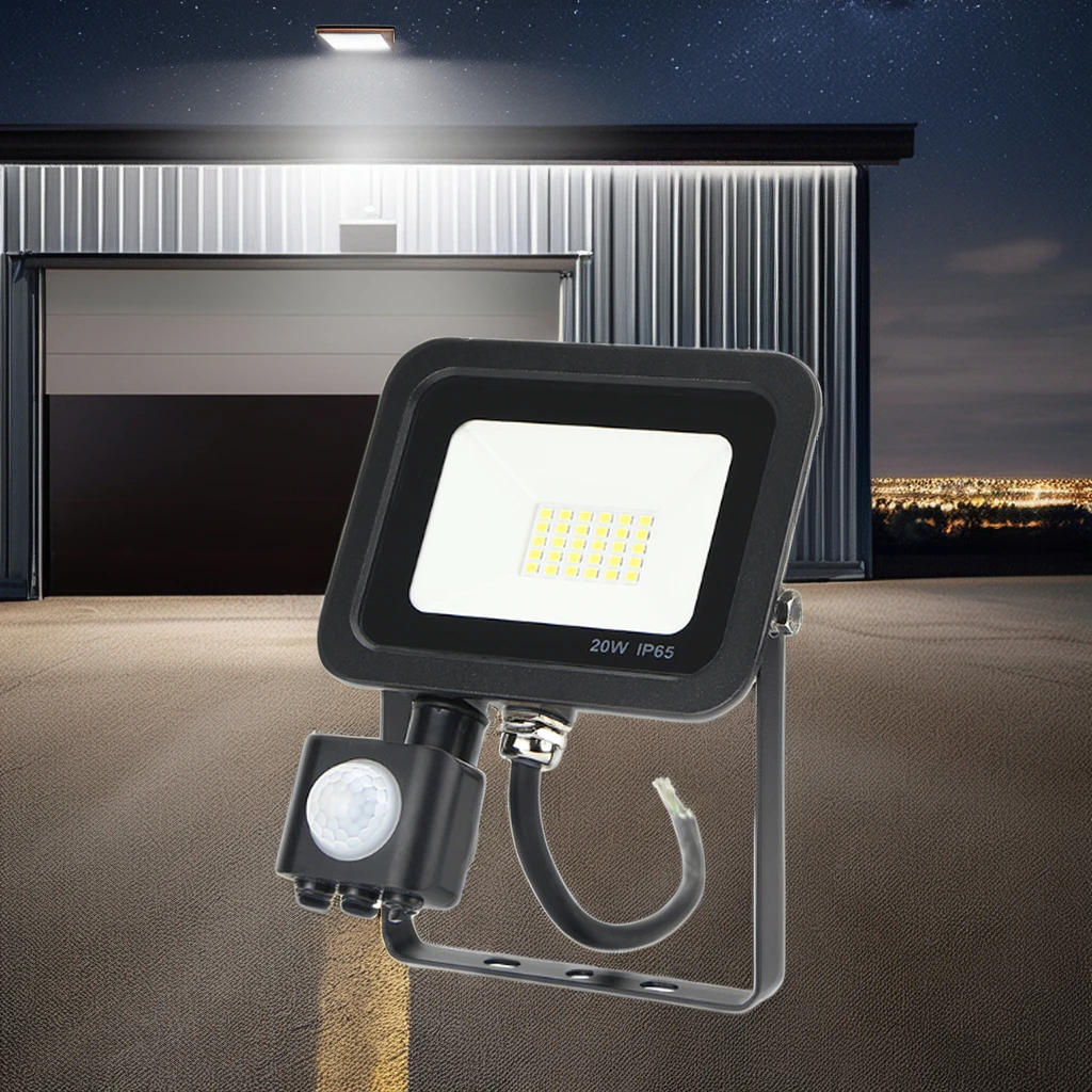 KCD тонкий IP65 датчик движения PIR теплый белый AC 220 В COB Чип 20 Вт 30 50 100 Светодиодный прожектор на открытом воздухе светодиодные
