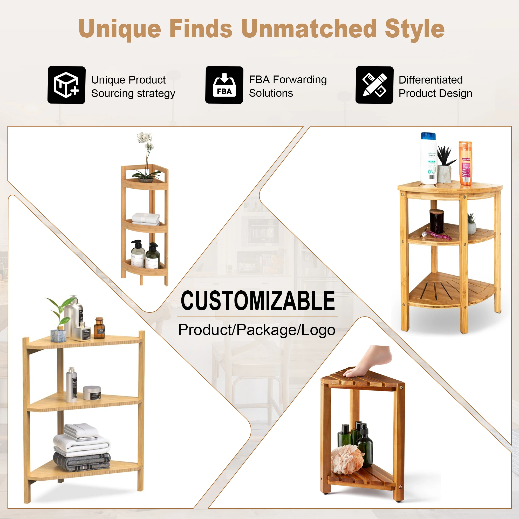 Natural bamboo teak shower bench with storage shelf corner rack for indoor or outdoor use bath seat and stool for shaving legs