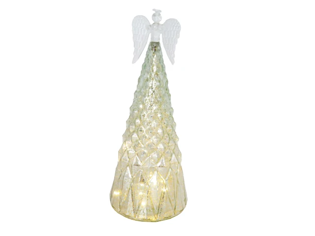 LED Light up 35cm Hand Blown Glass Christmas Angel Figurine Warm White 20L Lamp Home Decor Wholesale Glass Angel Decorations