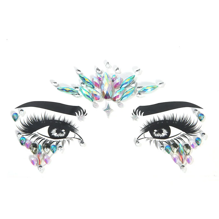 Wholesale Rhinestone Stickers Face Decoration Crystal Sticker Face Gems Crystal Set For Kids