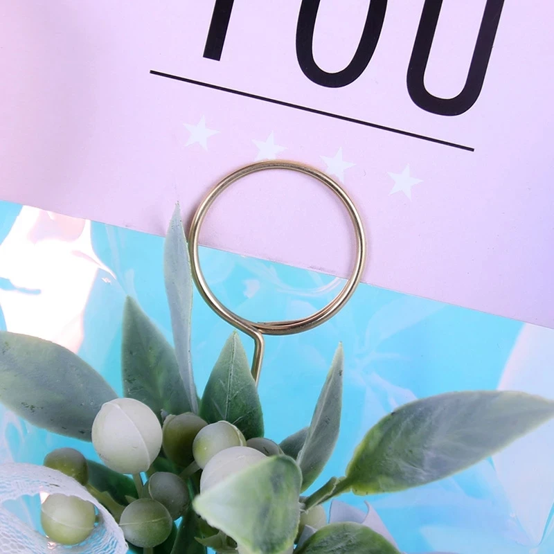 Gold Card Holder Inserting Rod DIY Metal Postcard Clips Party Decorative Korean Style Heart Gilded Flowers Packing