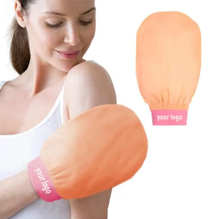 Custom private label 100% pure organic silk exfoliating turkish comfortable clean scrub raw silk exfoliating gloves silk glove