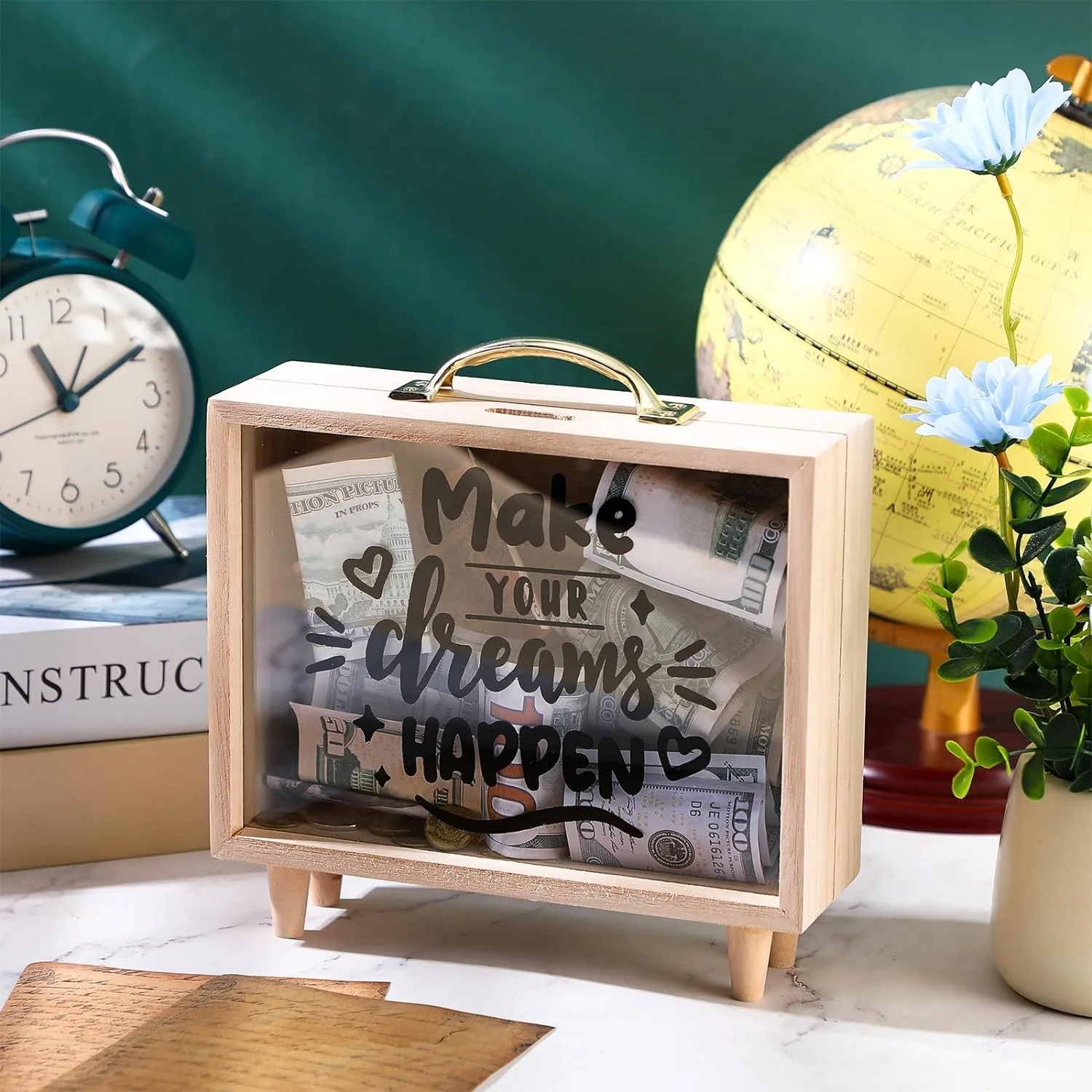 Low price Travel Fund Box Vacation Fund  Savings Box Suitcase Wooden Money Box Wood Bank Coin for Adults Travel Vacation