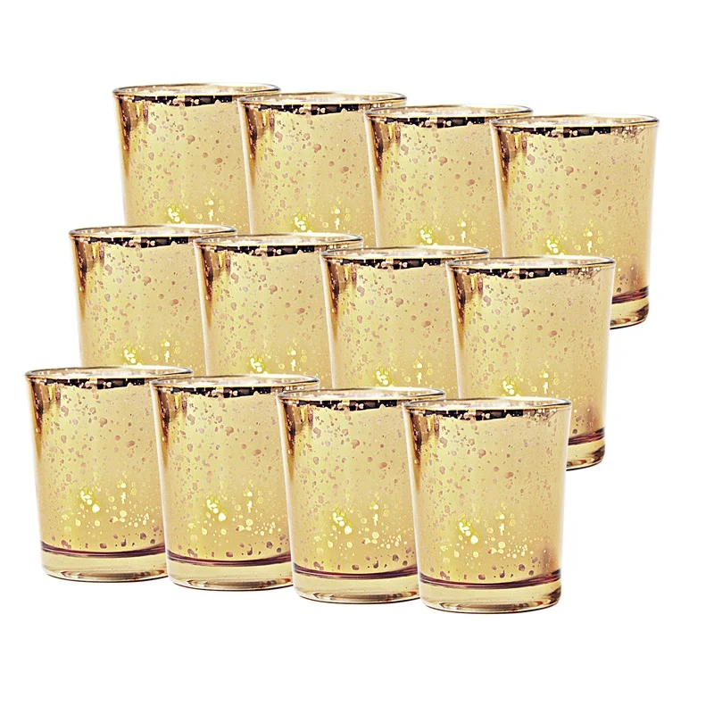 3.5oz 100ml Empty Glass Candles Jars Rose Pink Gold Glass Candle Holder for Votive Candle or Tea Light Set of 12