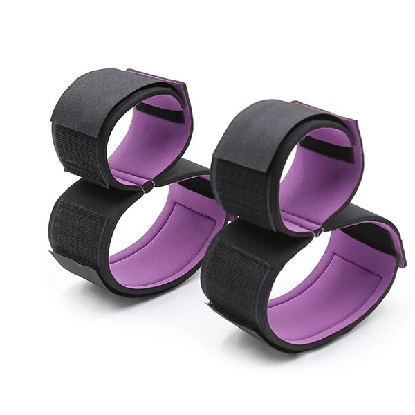 Female bed restraints leather sex handcuffs and ankle cuffs bdsm bondage restrains