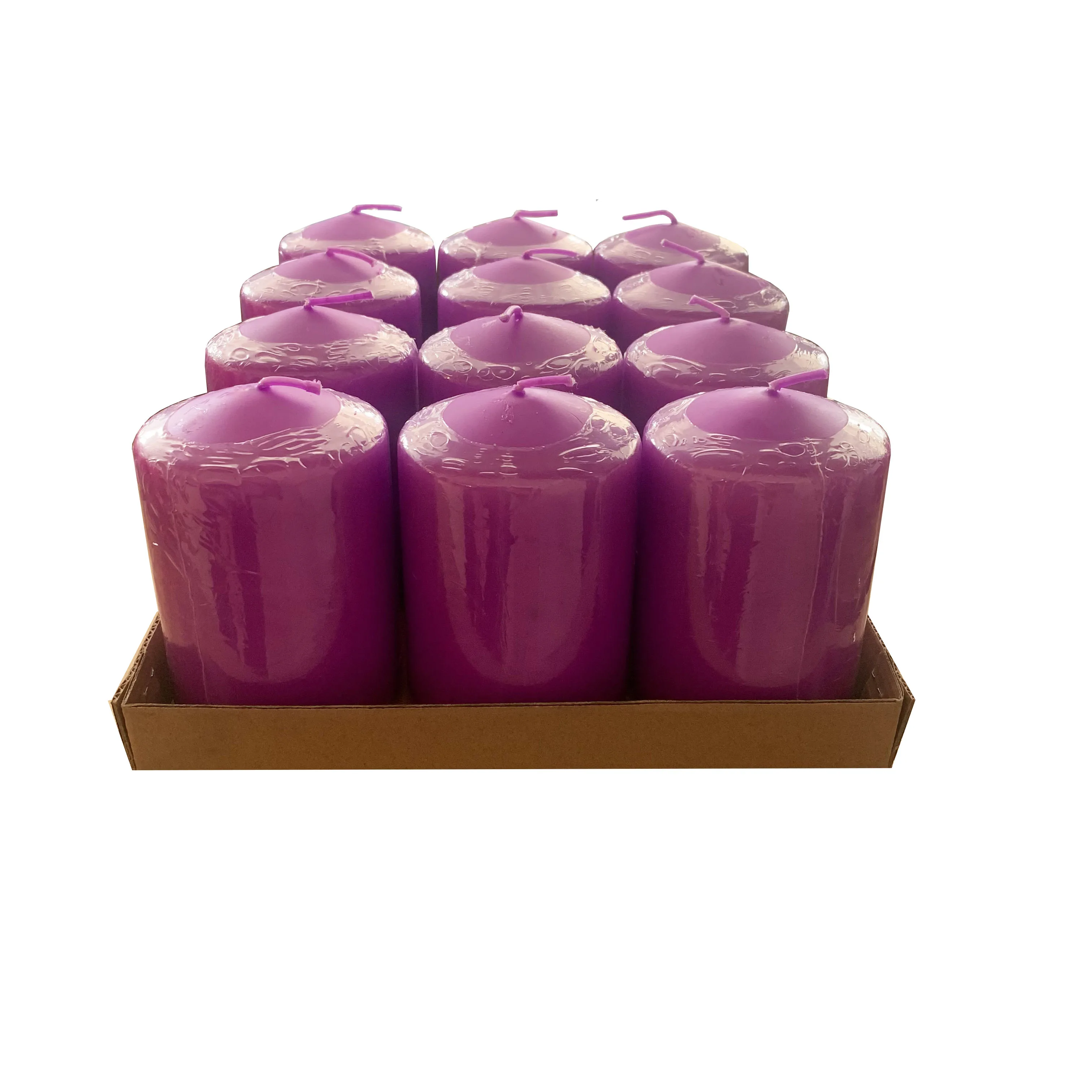 White unscented paraffin stick votive candle wax pink orange pillar candle long burning in bulk