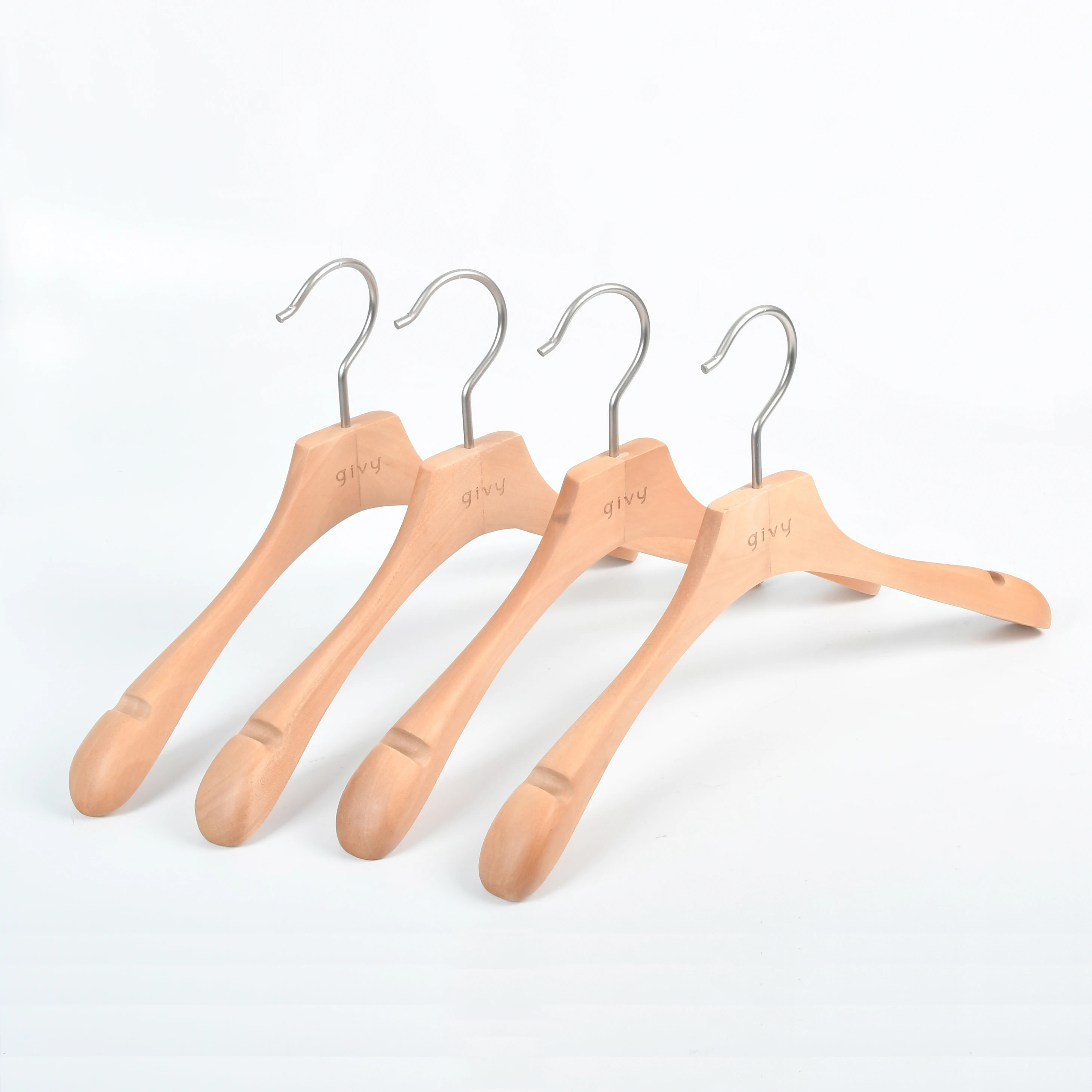 Manufacturer clothes wood hangers with Logo women suit coat shirt wood clothes hangers for display hanger