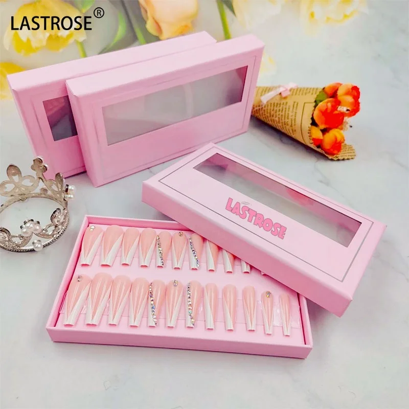 False Nails Package Box for Press on Nails Paper Box Packaging With Clear Window Press on Nails Brand Package Box
