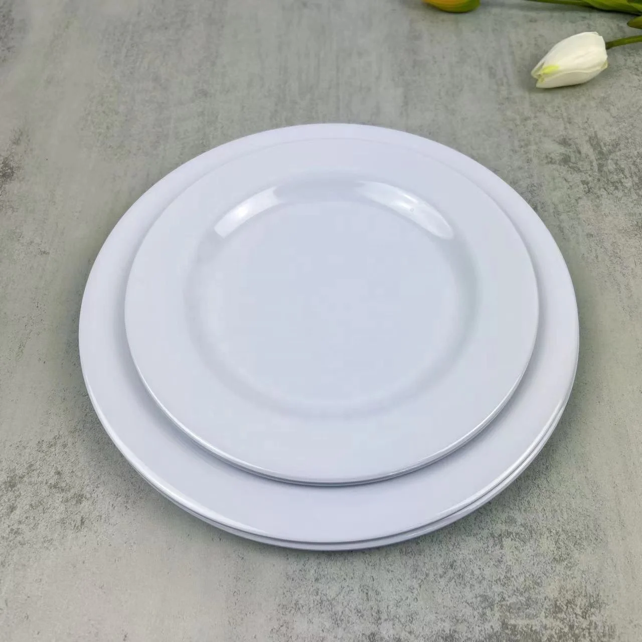 Wholesale custom  melamine unbreakable  white plates restaurant  dinnerware for catering