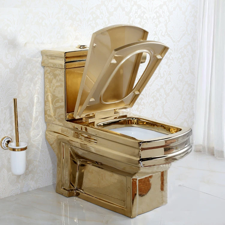 
Gold Toilet KD-10GPB Square Toilet Seat One-piece Water Closet Luxury Sanitary Ware 