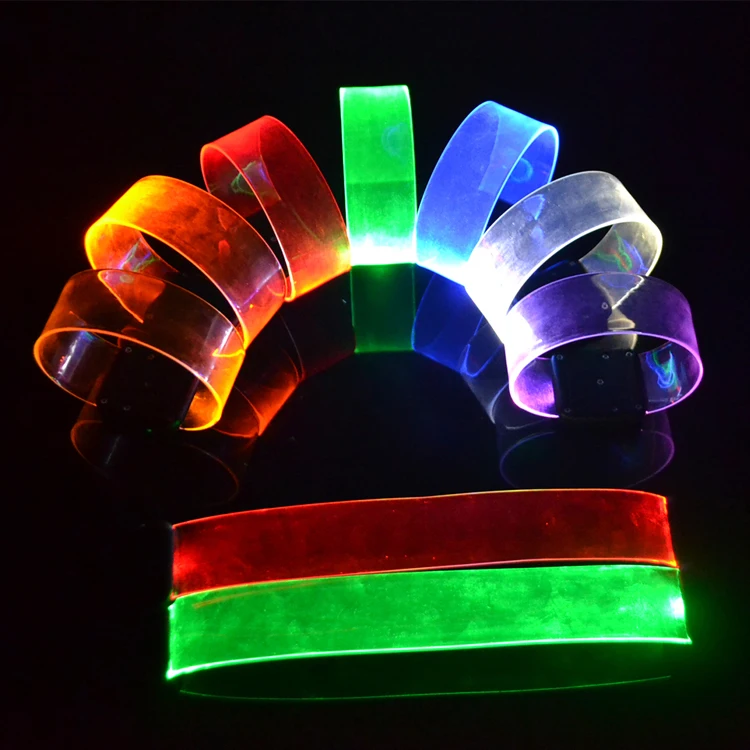 Customized Logo Engraved TPU Music Activated Led Rave Bracelet with Magnetic