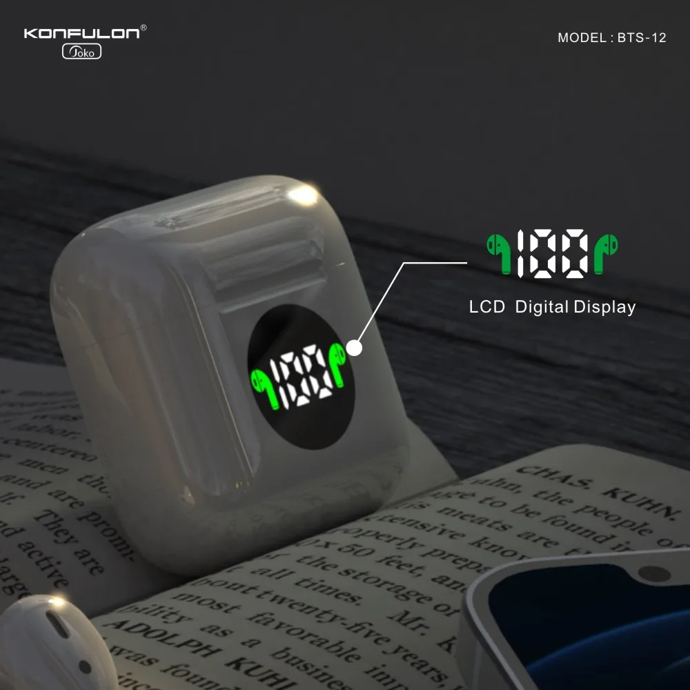 Беспроводные наушники Konfulon V5.0 TWS с зарядным чехлом Hi-Fi Смарт-наушники для