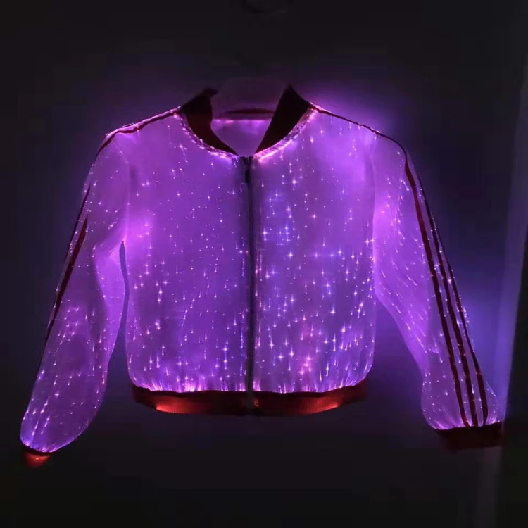 custom luminescence windbreaker fiber-optic light clothing polyester windbreaker jacket