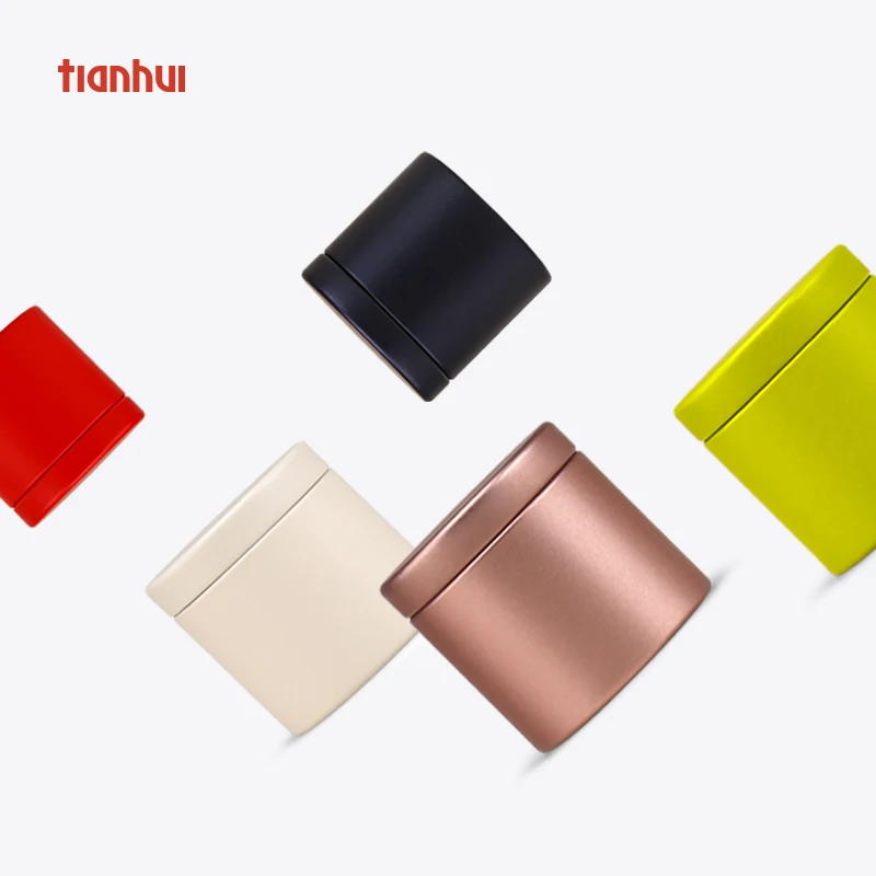Custom Airtight Candy Storage Black Tin Tea Can small Tea Canister Matcha Powder Storage