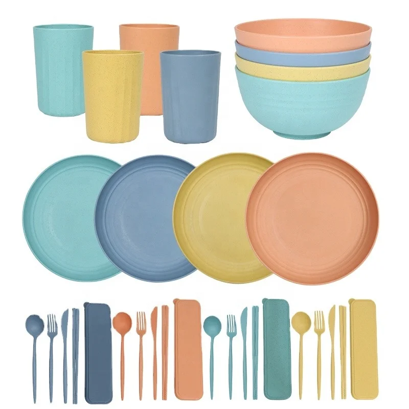 Экологичные продукты из пшеничной соломы без бисфенола А, биоразлагаемые тарелки, чашки, Обеденный набор, пластиковые западные столовые наборы из пшеничной соломы
