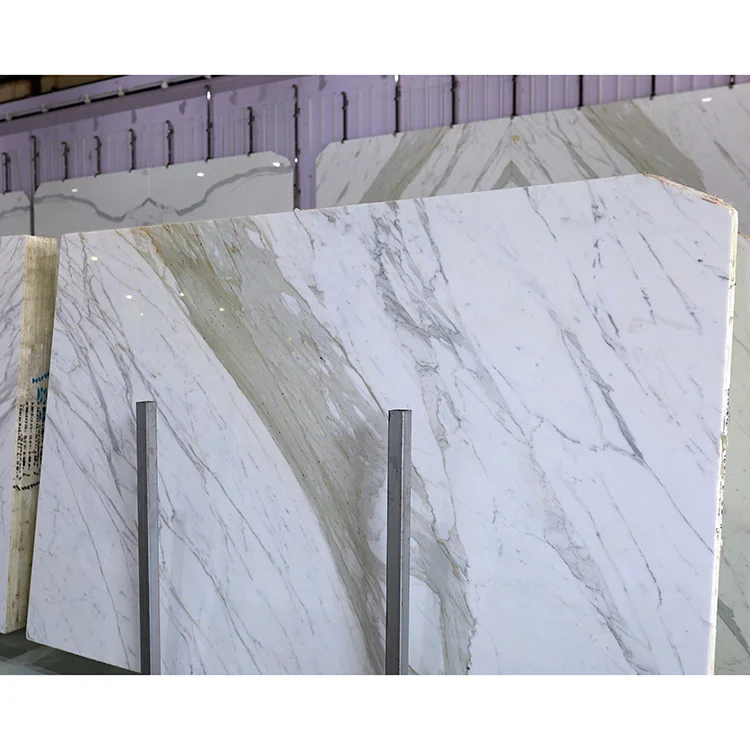 Calacatta White Decoration Wall Panel Artificial Floor Luxury Slab Stair Tile Raw Marble Stone