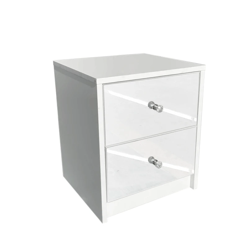 Зеркальный прикроватный столик, матовый шкаф для хранения с 2 ящиками, блок для хранения в спальне