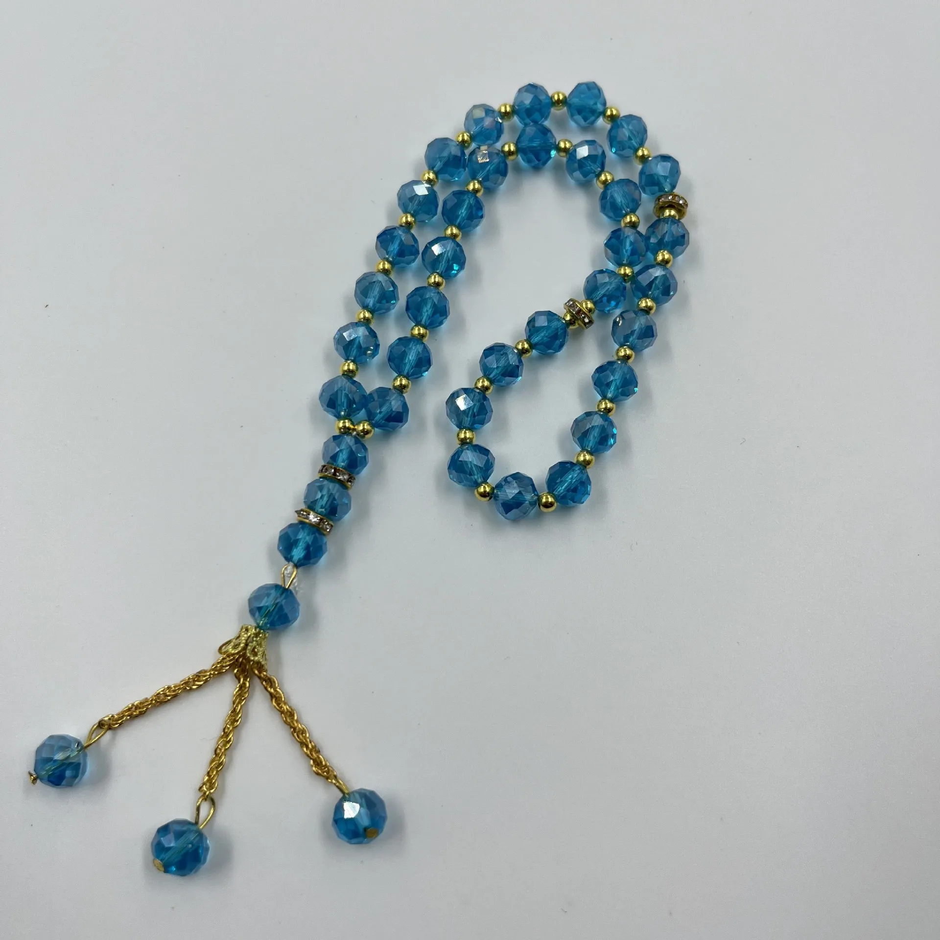 Hot Sell 33 Pieces Crystal  Muslim Prayer Kurdistan Tasbih Prayer Glass Pearl Beads Islamic Tassel Pendant Muslim Bracelets