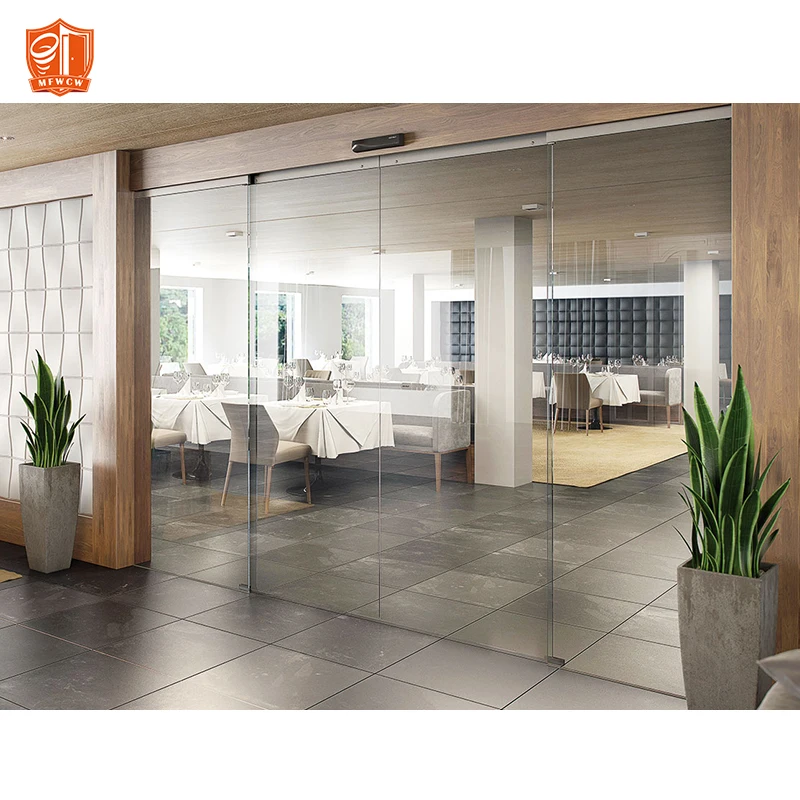 Custom automatic glass sliding door for shop supermarket