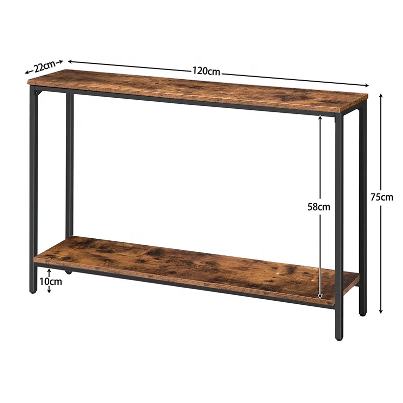 Industrial Style Sturdy metal Wooden console table for Living Room, Office