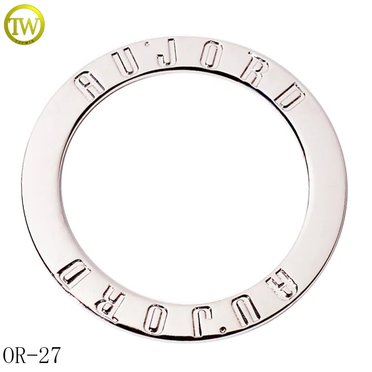 Good plating custom engraved name metal o ring swimwear accessory gold logo flat buckle clips for clothes