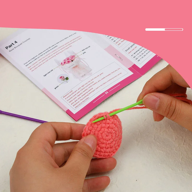 Rose bouquet crochet material package  handmade diy Unfinished products bouquet crochet kit