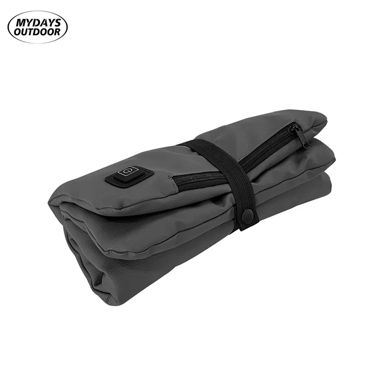 Outdoor Portable Foldable Power Bank Operated PU Leather Stadium Heating Cushion for Bleachers Camping Park Office