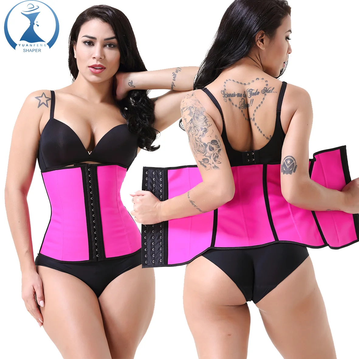 YUANFENG Custom Ann Chery Fajas shaper Colombiana 3 hook Latex Waist Trainer 9 steel Steel Boned body shaper Corset belt