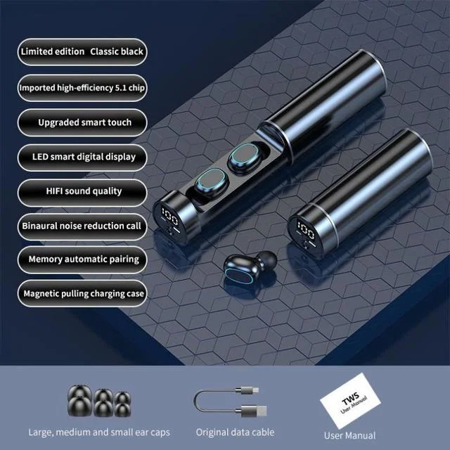 New N21 Wireless Headphones Lcd Digital Display Stereo Earphones BT 5.0 Sports Waterproof Headset Tws Earbuds N21