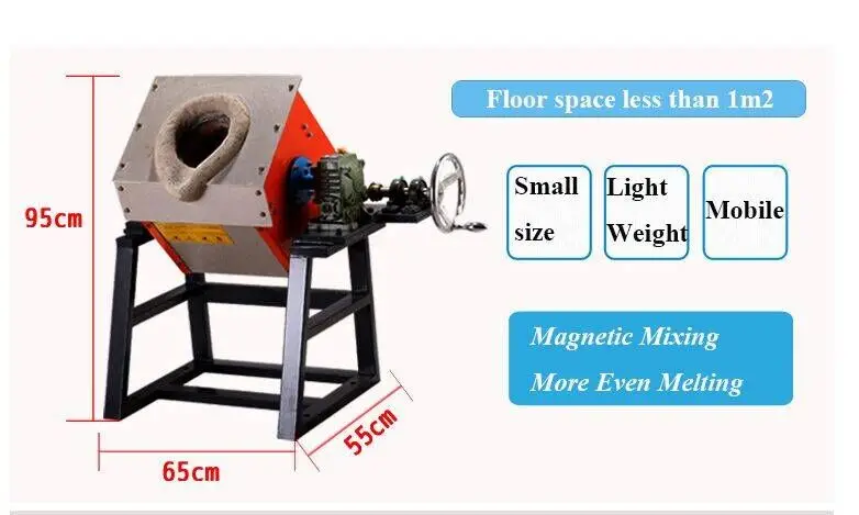 WONDERY New Type 90kw Cast Iron Tilting Type Induction Melting Furnace