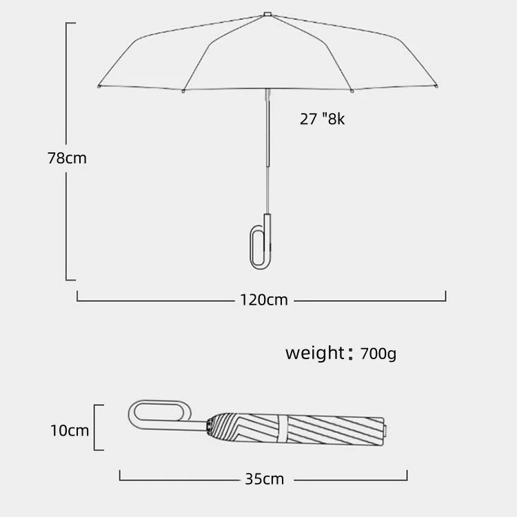 Ovida large size 3 Folding  Automatic umbrella inner ring buckle umbrella windproof folding umbrella with hook