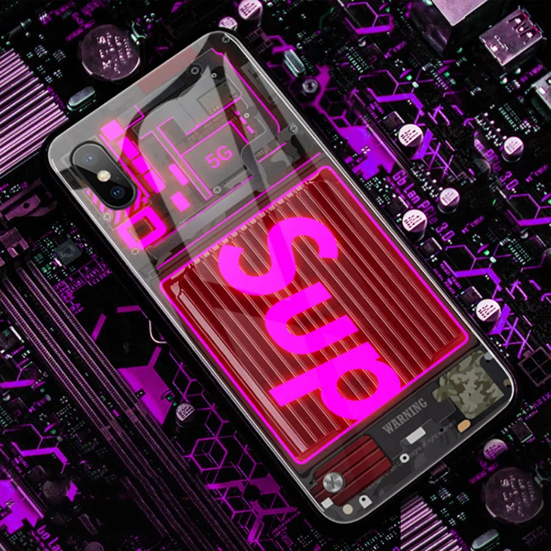 2021 Cellphone illuminated flash voice smart control mobile glass led phone case for iPhone 11 11pro 11pro Max for iPhone 12pro