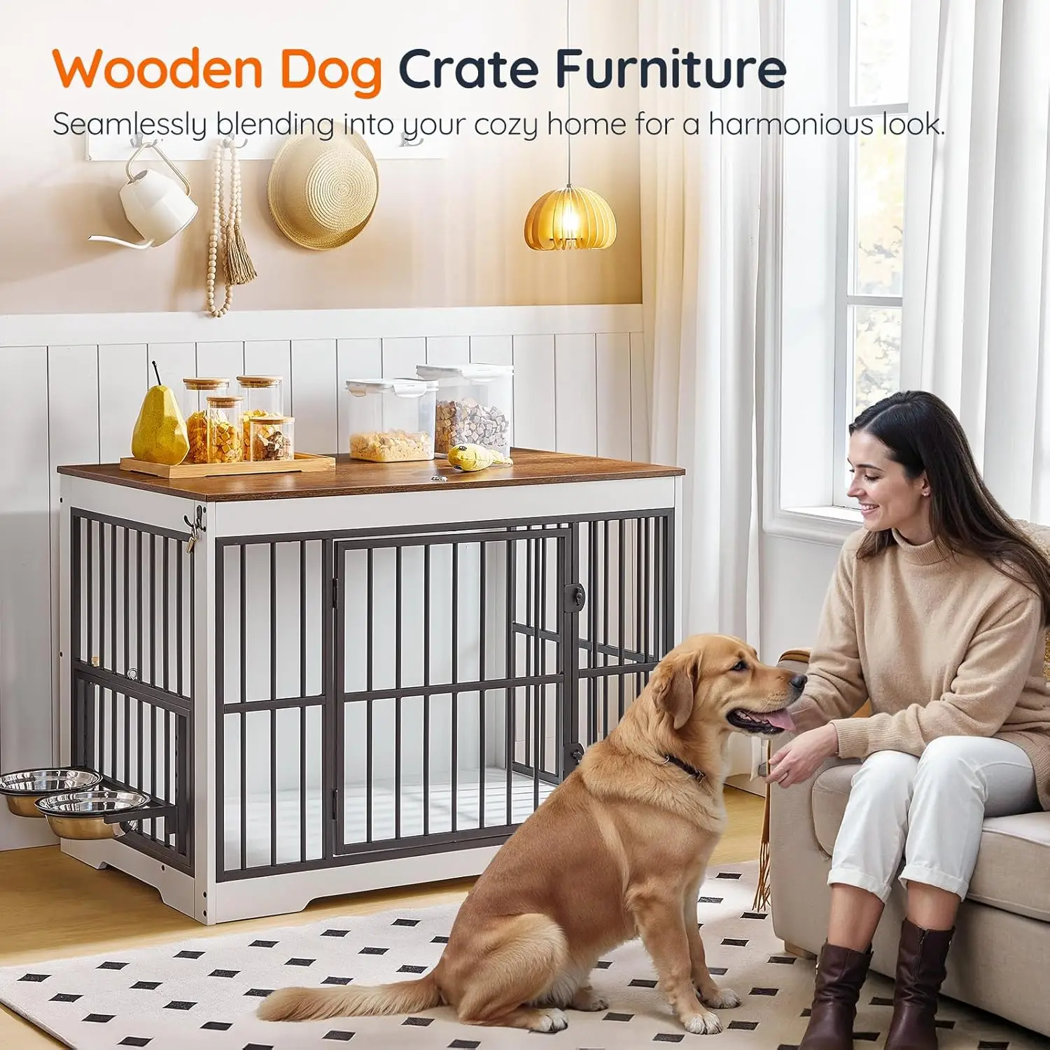 Dog House Outdoor Waterproof Large Kennel Solid Wood Kennel Rainproof Outdoor Dog House Summer Pet Wood Grain Living Windproof
