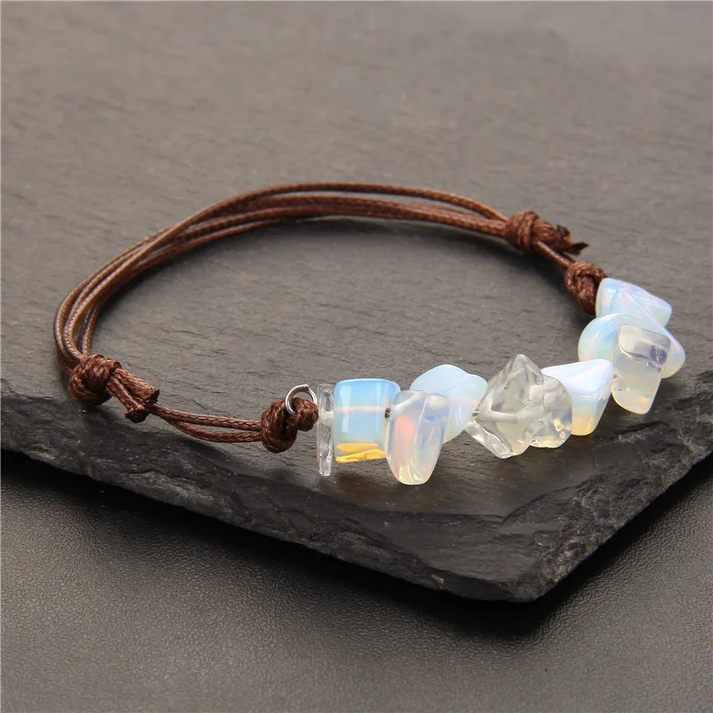 Wholesale Handmade Braided Boho Turquoise Natural Stone Beads Agate Crystal Irregular Stone Beads Bracelet Jewelry