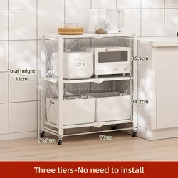 3/4/5 Layers Shelves Foldable Metal Shelf Rack Mobile Kitchen Storage Organizer shelving unit
