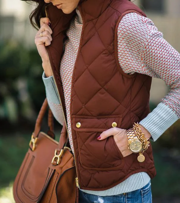 RTS Бесплатная доставка для женщин со стоячим воротником Легкая стеганая куртка с подкладкой с жилеткой с карманами, без рукавов приталенное пальто, платье-майка без рукавов