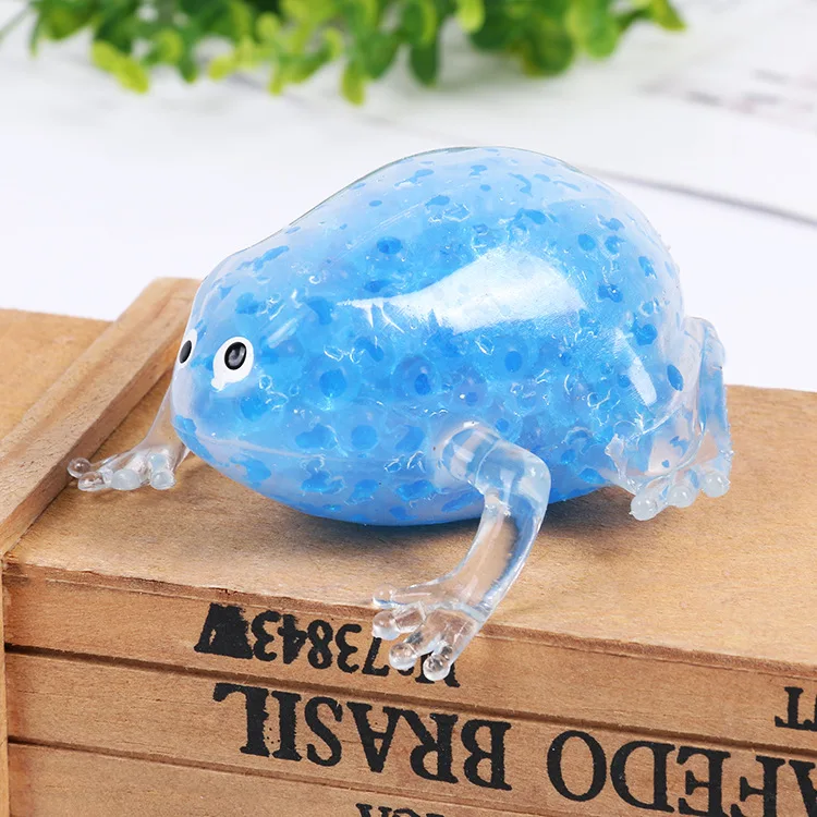 YIWU ALLSHINE  New Design Frog Shape TPR Squishy Beads Stress Release Anti Stress Ball Colorful Beads Squishy Stress Toy