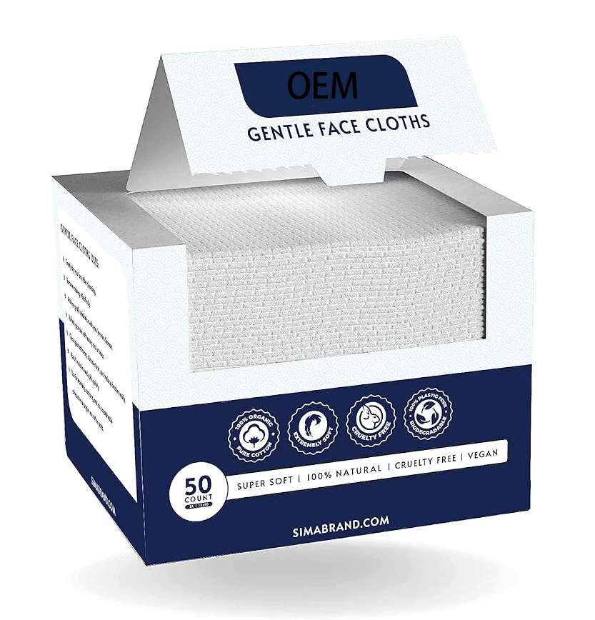 OEM 00% Biobased, Disposable Face Towels for Sensitive Skin, Super Soft Biodegradable Makeup Remover Wipes, Facial Washcloth