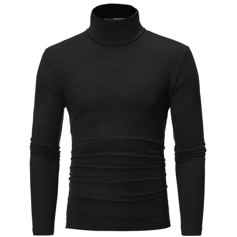 Half High Collar Thermal Underwear Men Mock Neck Basic Plain Pullover Long Sleeve T-shirt For Men