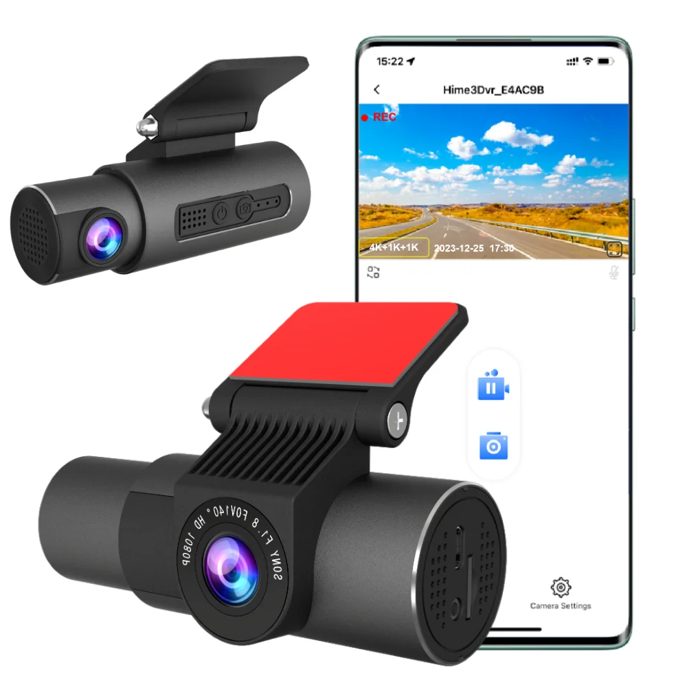 Car 3 Channels WiFi dash cam car Black Box  Reversing Camera
