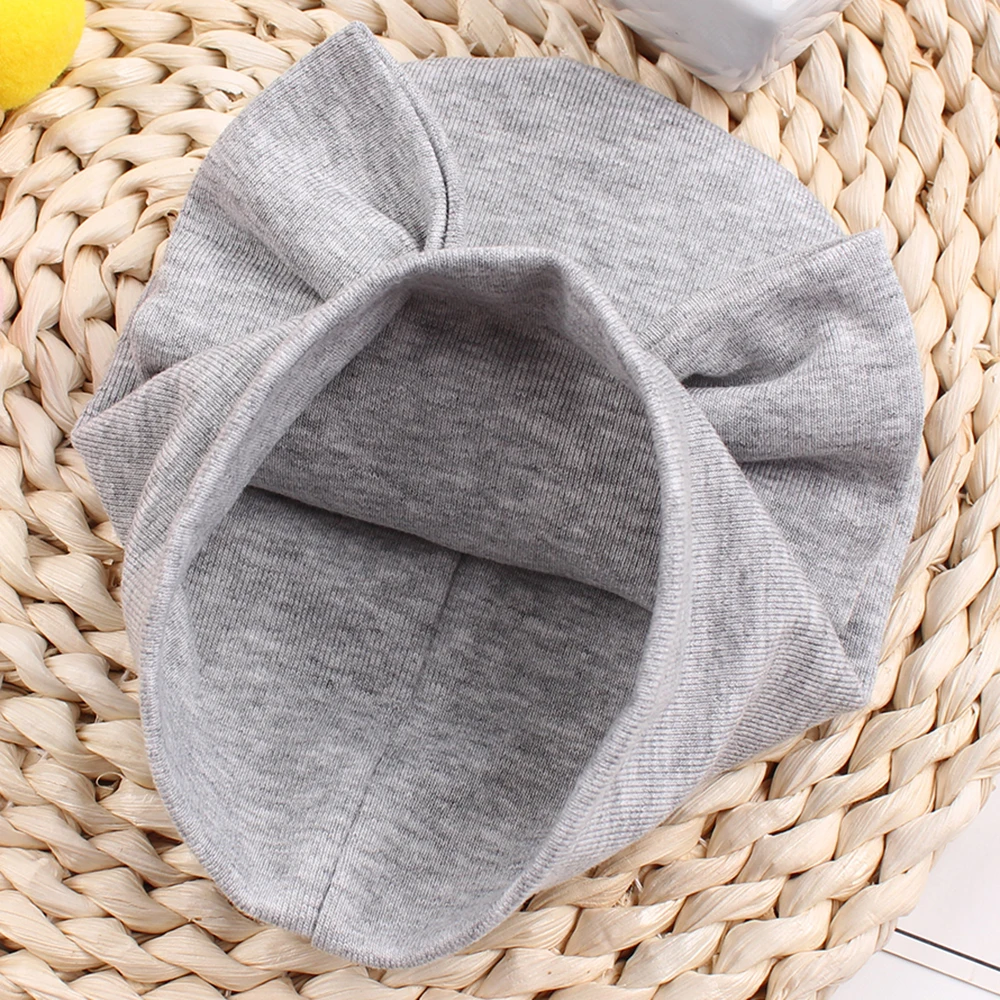 Baby Girl Customized Infant Beanie with Plain Bow 100% Cotton Hospital Warm Hat Newborn for Autumn
