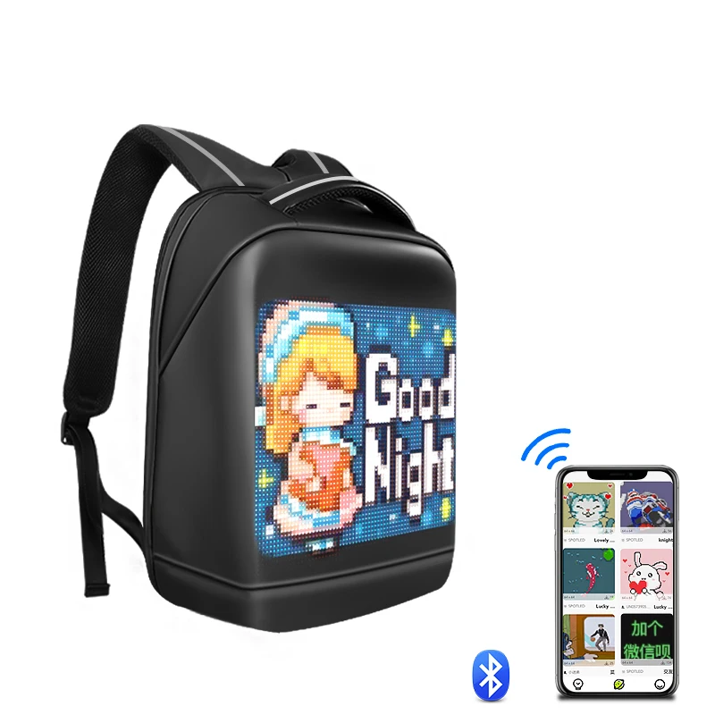 Full color APP Programmable 64*64 Pixel LED Backpack High resolution Display Laptop LED Bag DIY Dynamic Display Led Backpack