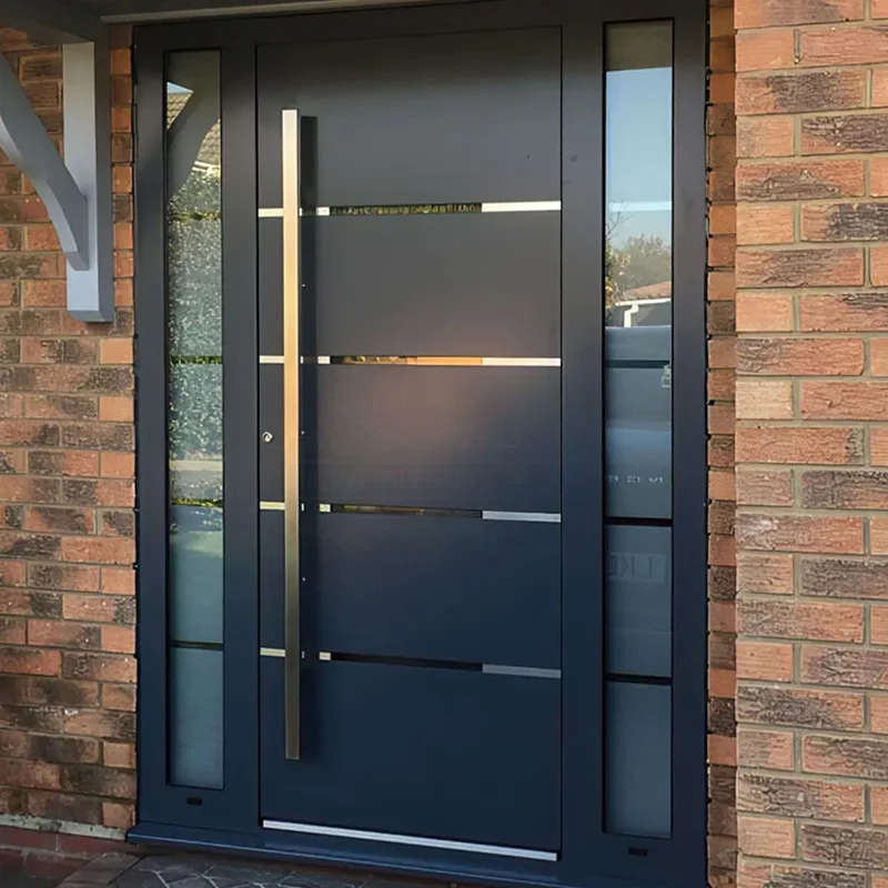 DERCHI American Luxury Aluminum House Main Entrance Door Exterior Security Stainless Steel Pivot Entry Doors With Smart Lock